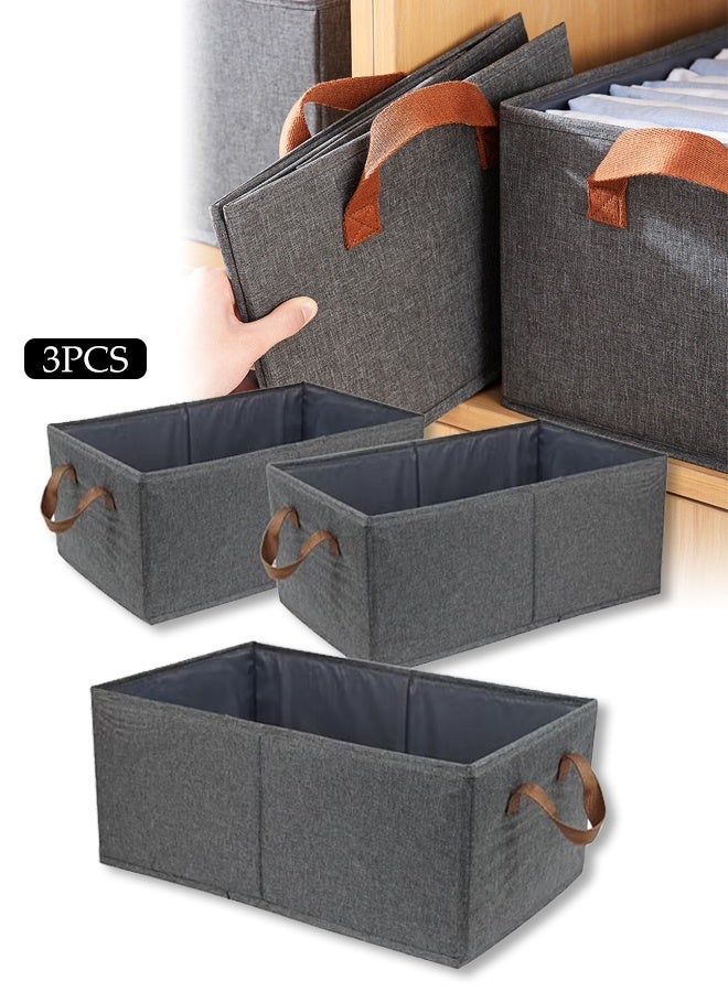 DUNISO صناديق تنظيم أدراج الملابس، صناديق تخزين قابلة للطي بسعة كبيرة، صناديق تخزين الملابس والسراويل تحت السرير، صناديق تخزين للخزانة، أكياس تخزين مطوية، 3 قطع - Image 1